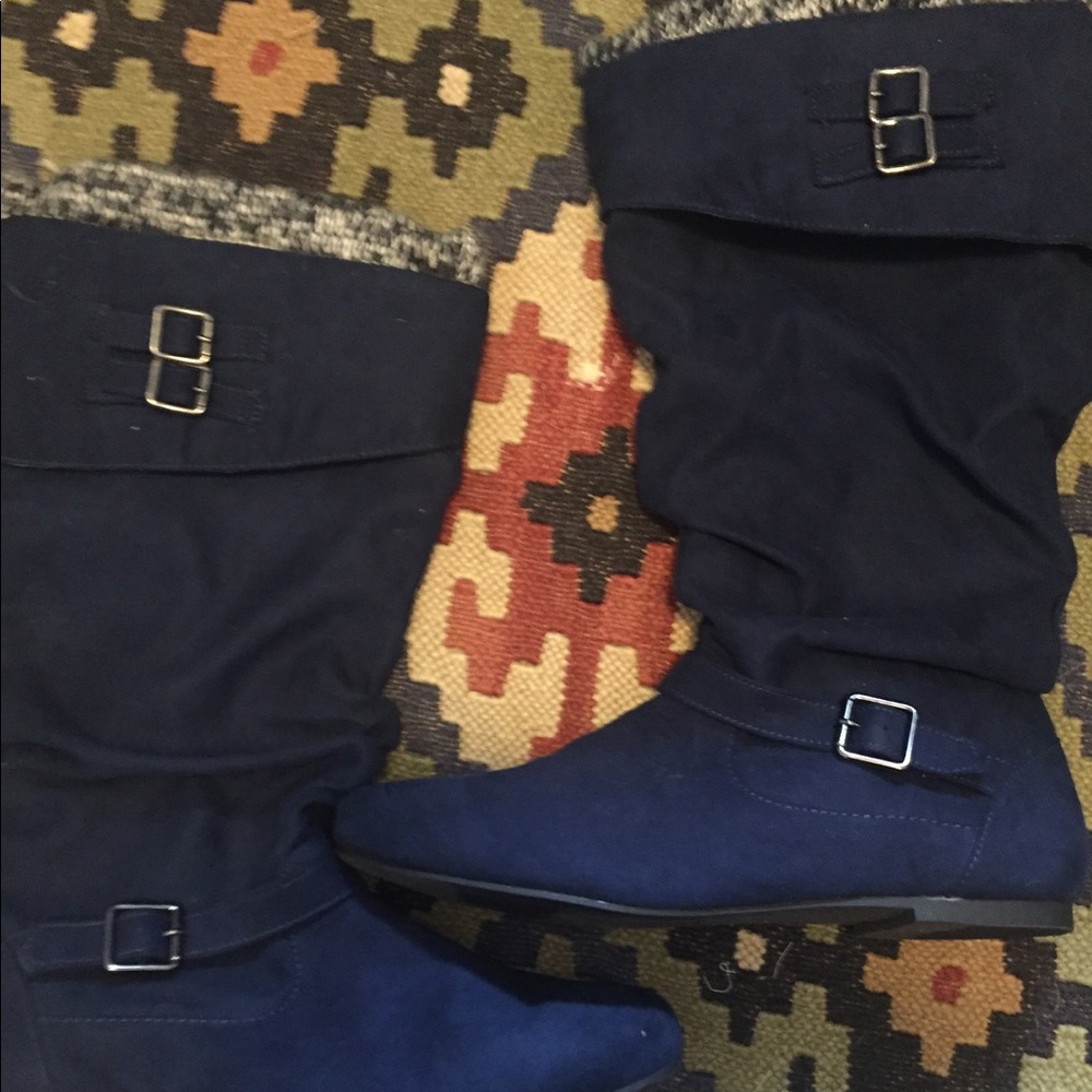 Navy Suede boots